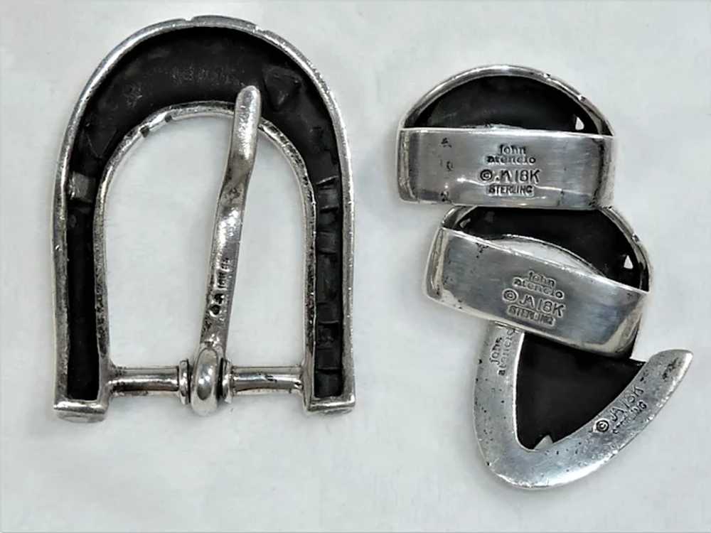 Sterling 18K Belt Buckle Set John Atencio - image 3
