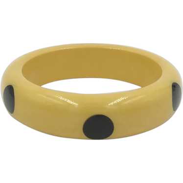 Bakelite Butterscotch Bangle with Black Polka Dot