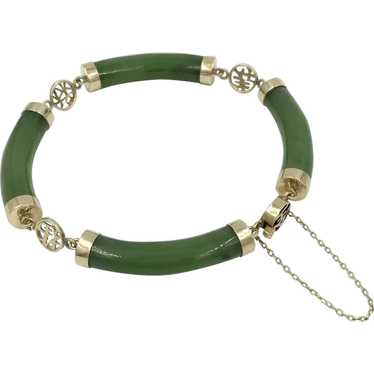 14K Rose Gold Jade 1950’s Mid-Century Asian Bracel