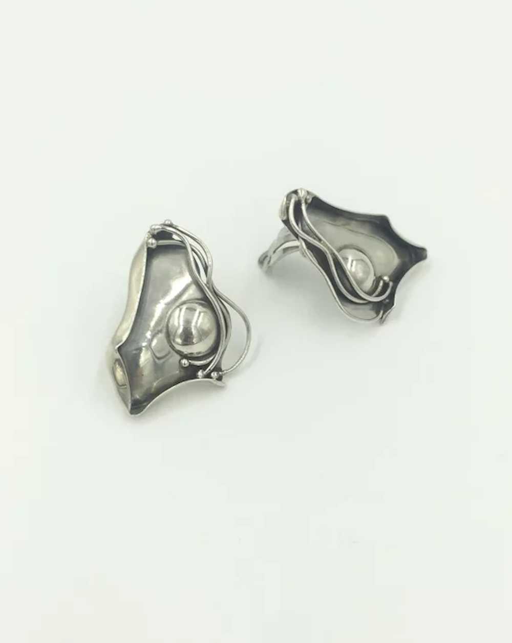 Vintage Sterling Silver Designer Clip Earrings Ar… - image 10