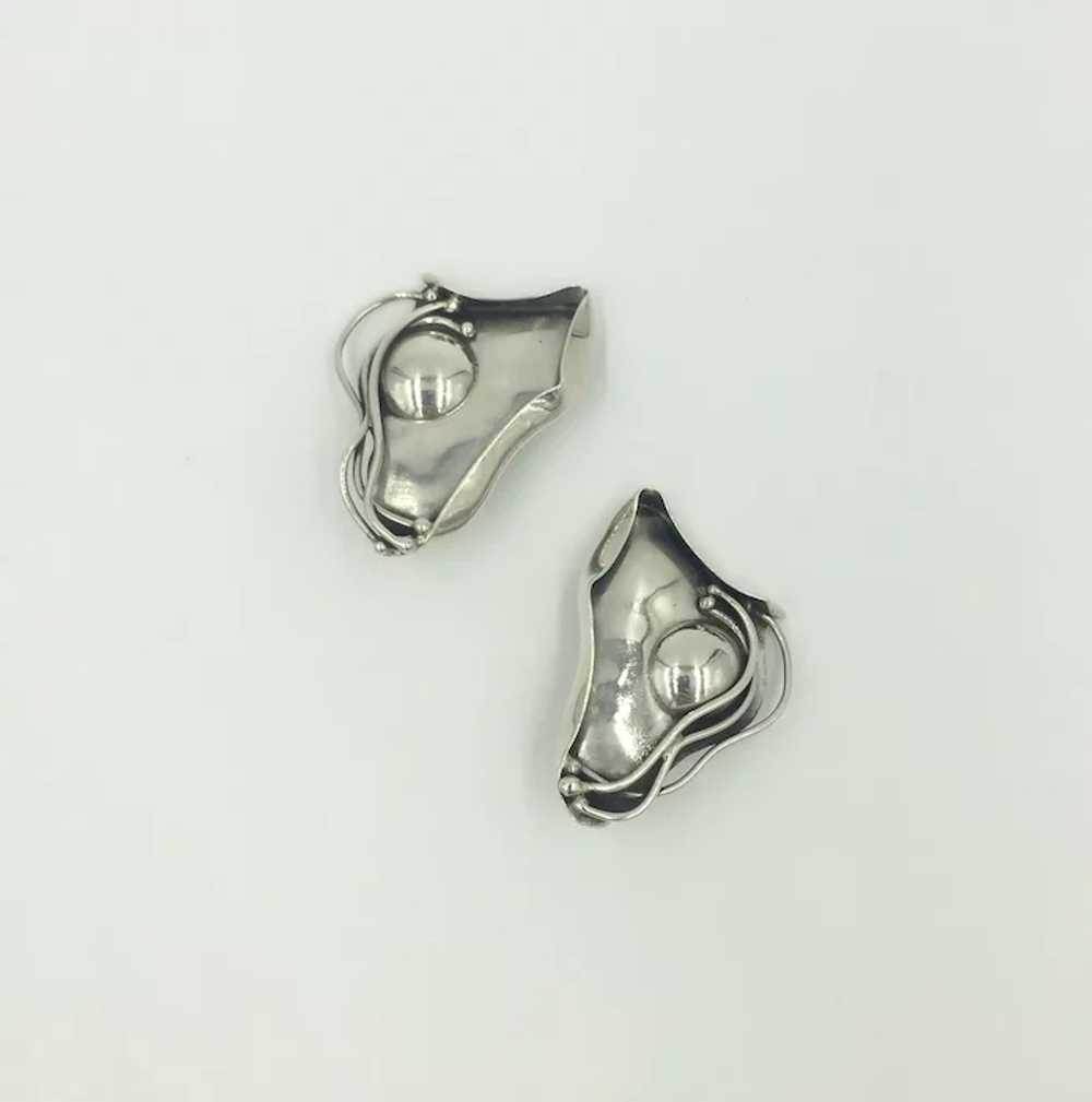 Vintage Sterling Silver Designer Clip Earrings Ar… - image 11