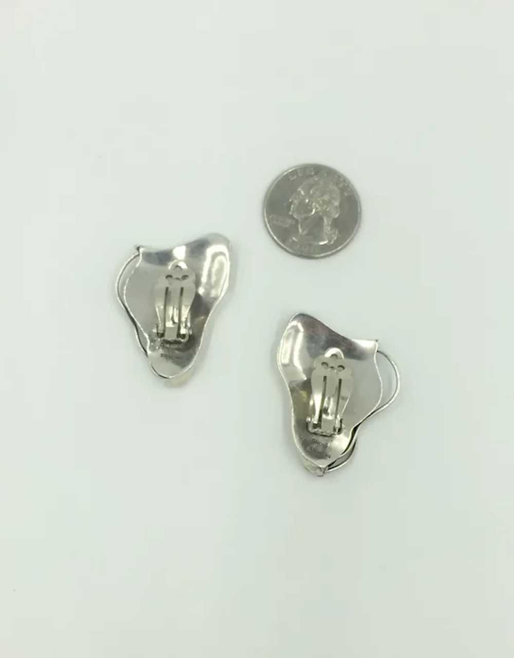 Vintage Sterling Silver Designer Clip Earrings Ar… - image 7