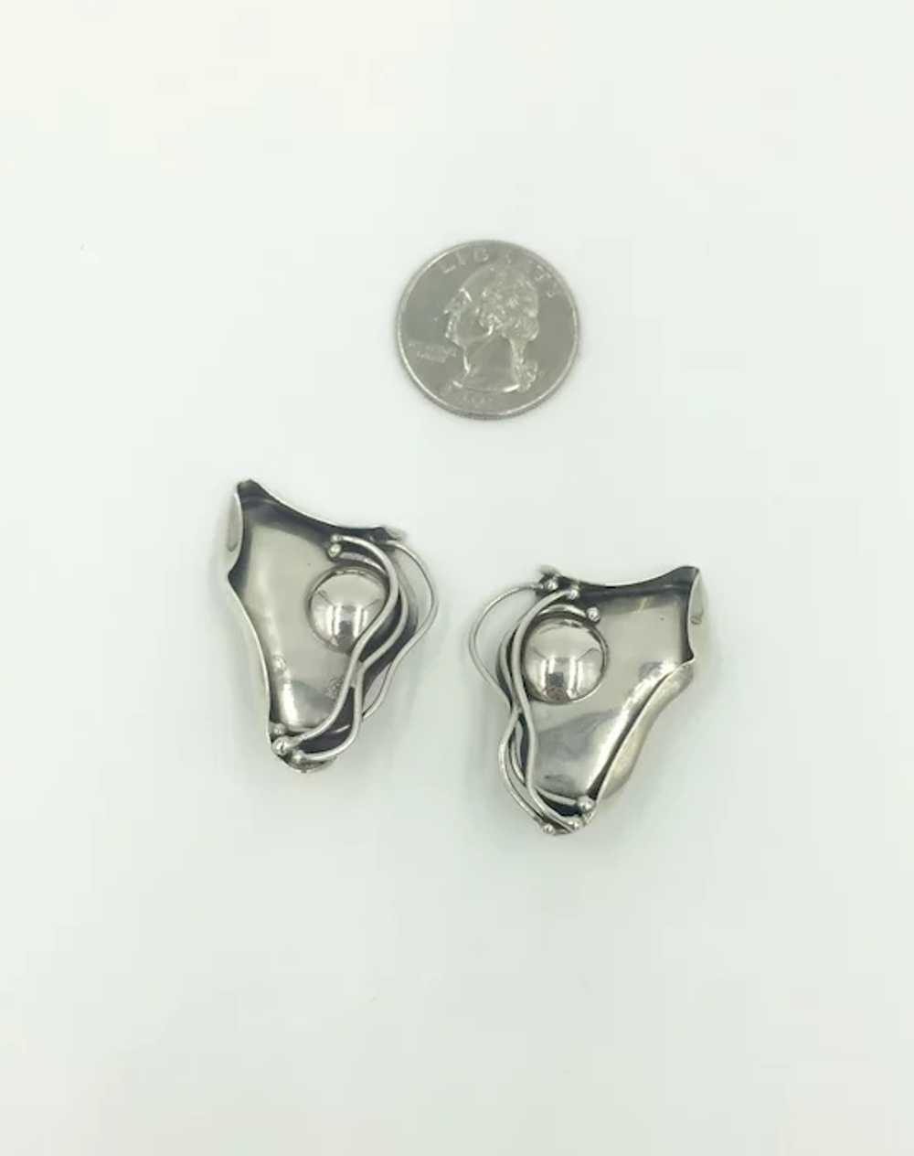 Vintage Sterling Silver Designer Clip Earrings Ar… - image 8