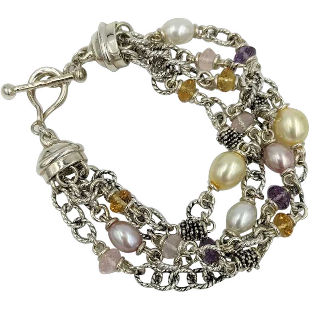 Michael Dawkins Sterling Silver Pearl Pink White … - image 1