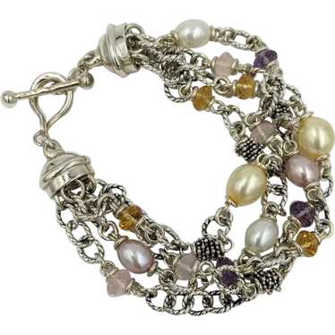 Michael Dawkins Sterling Silver Pearl Pink White … - image 1