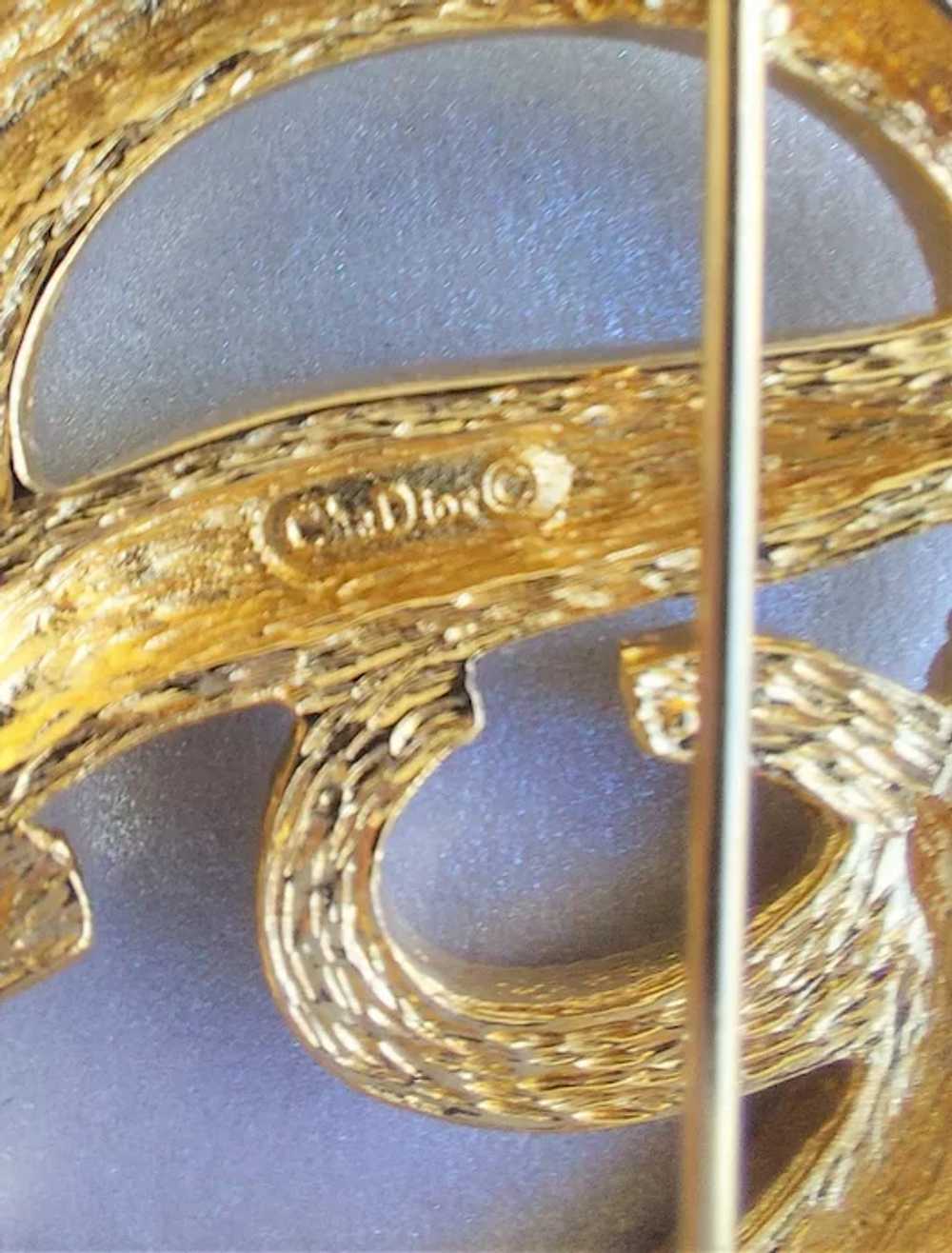 Vintage CHRISTIAN DIOR Logo CD Gold Tone Textured… - image 5