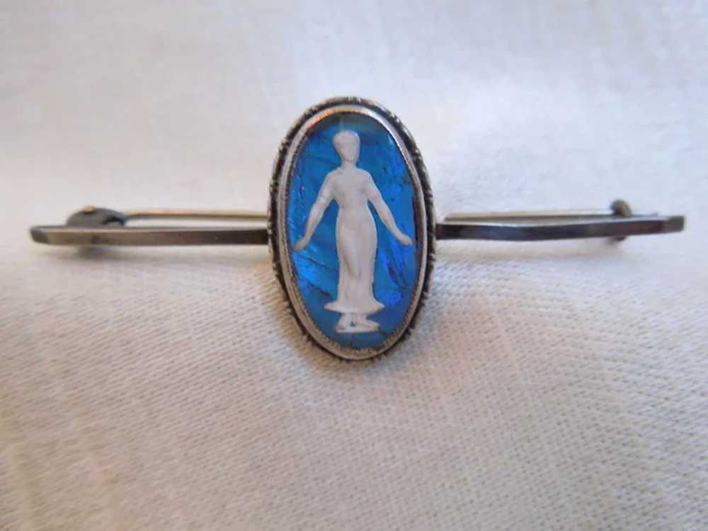 Antique Sterling Silver Sulfide Cameo, Blue Morph… - image 2
