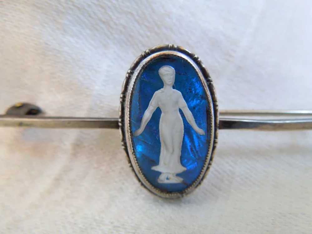 Antique Sterling Silver Sulfide Cameo, Blue Morph… - image 6