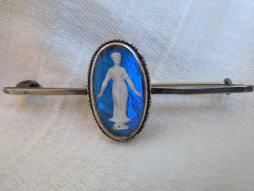 Antique Sterling Silver Sulfide Cameo, Blue Morph… - image 7