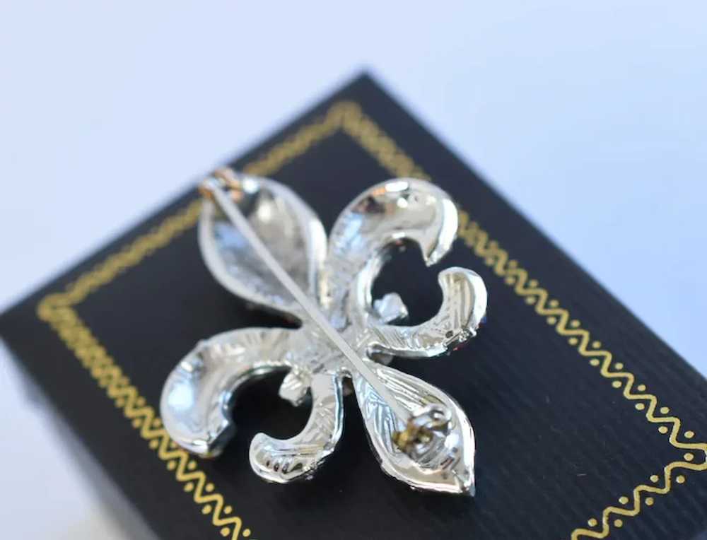 Vintage Mid-Century Fleur De Lis Pink Rhinestone … - image 6