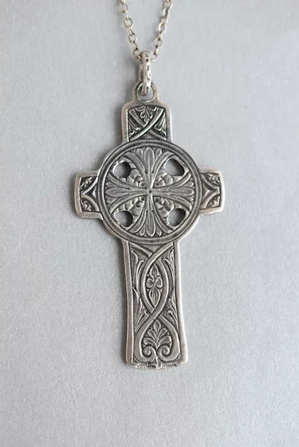 Vintage Cini Signed Sterling Silver Celtic Cross … - image 4