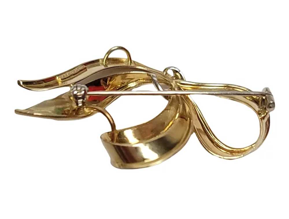18k Yellow Gold Diamond Bow Brooch Pin Pendant, 9… - image 6