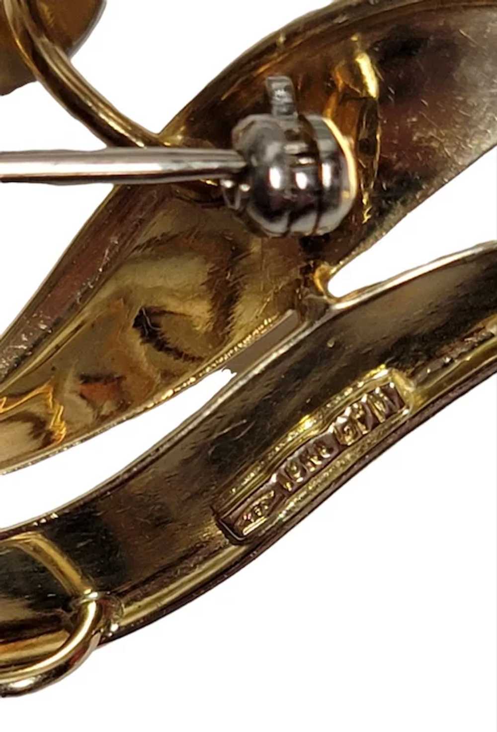 18k Yellow Gold Diamond Bow Brooch Pin Pendant, 9… - image 8