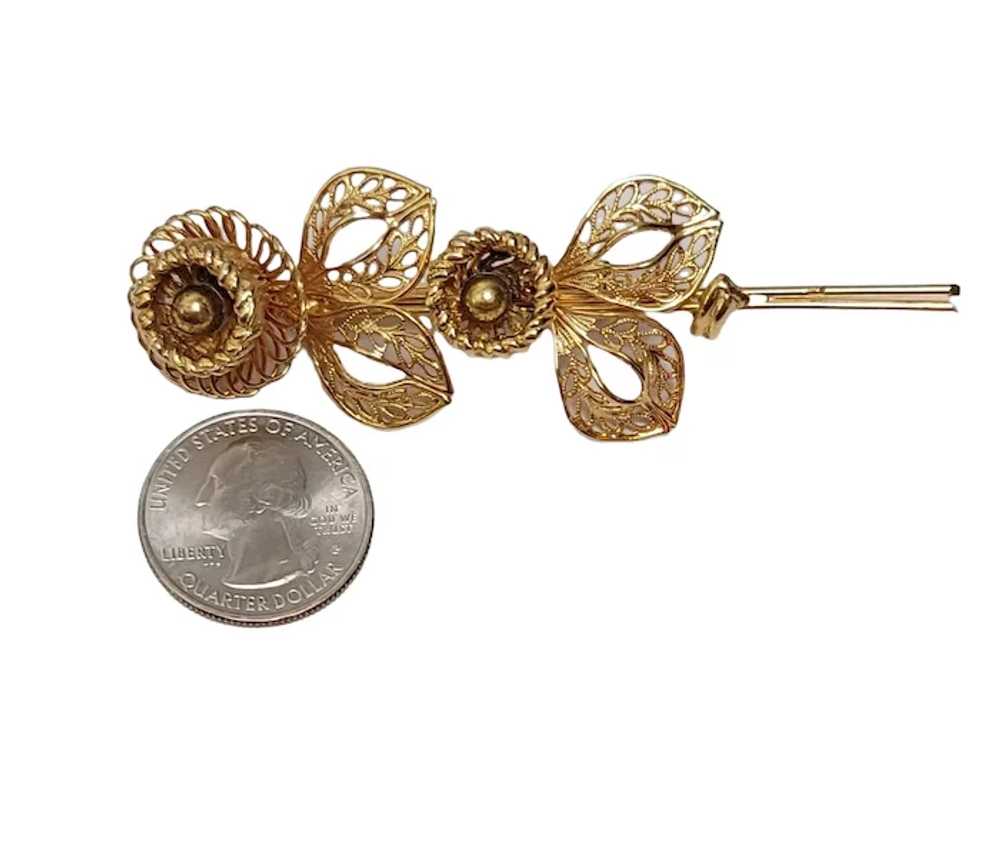 Corocraft Vintage Gold Tone Long Stem Flower Broo… - image 2