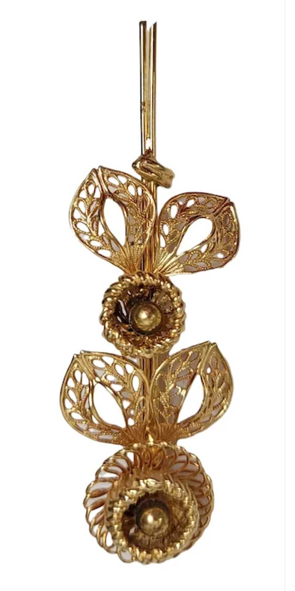 Corocraft Vintage Gold Tone Long Stem Flower Broo… - image 3