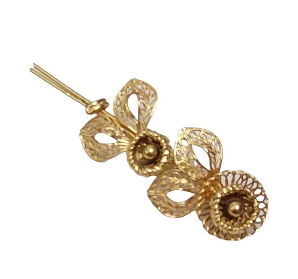 Corocraft Vintage Gold Tone Long Stem Flower Broo… - image 4