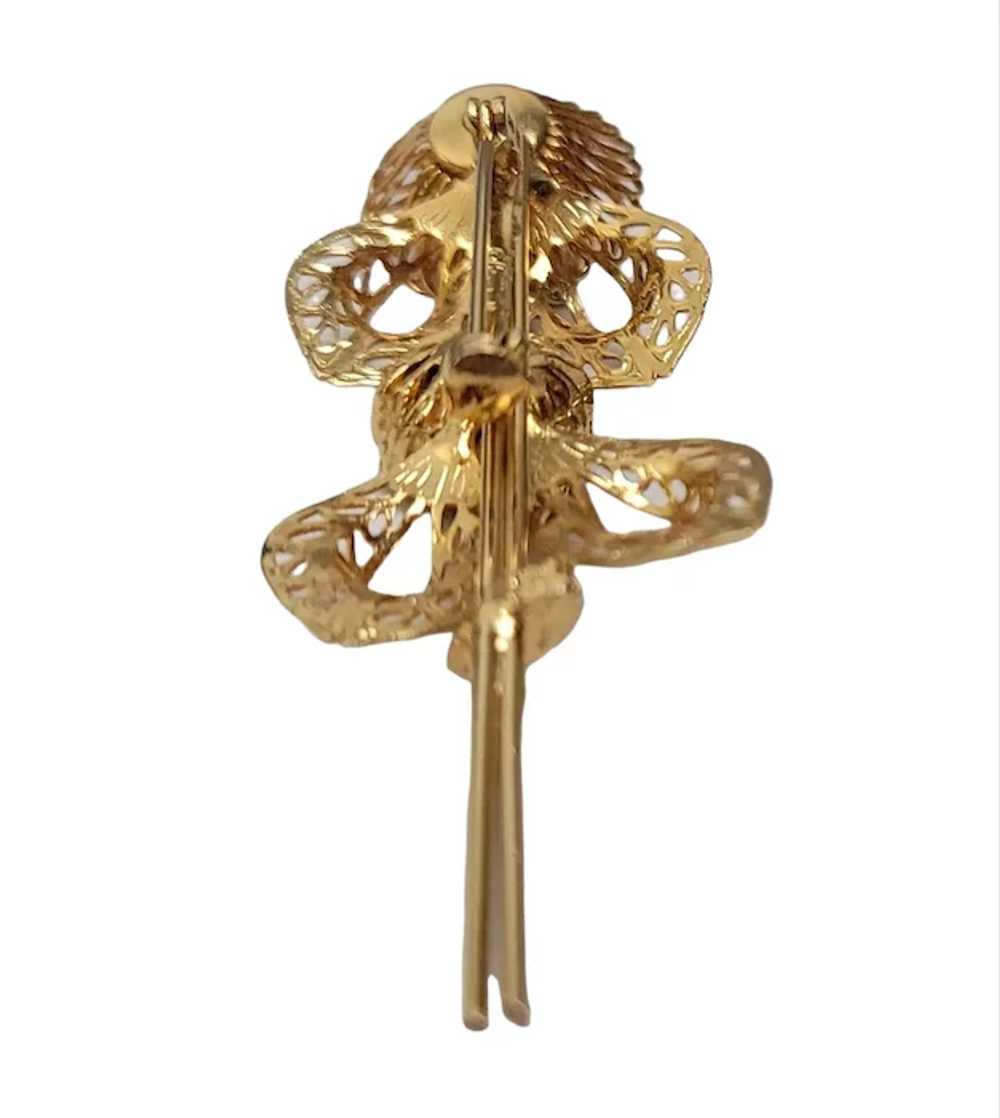 Corocraft Vintage Gold Tone Long Stem Flower Broo… - image 5