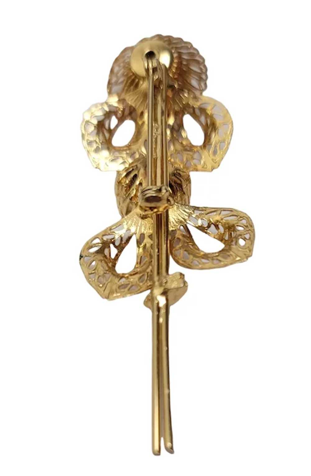 Corocraft Vintage Gold Tone Long Stem Flower Broo… - image 6