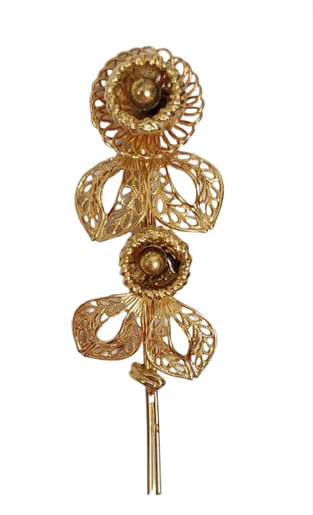 Corocraft Vintage Gold Tone Long Stem Flower Broo… - image 9