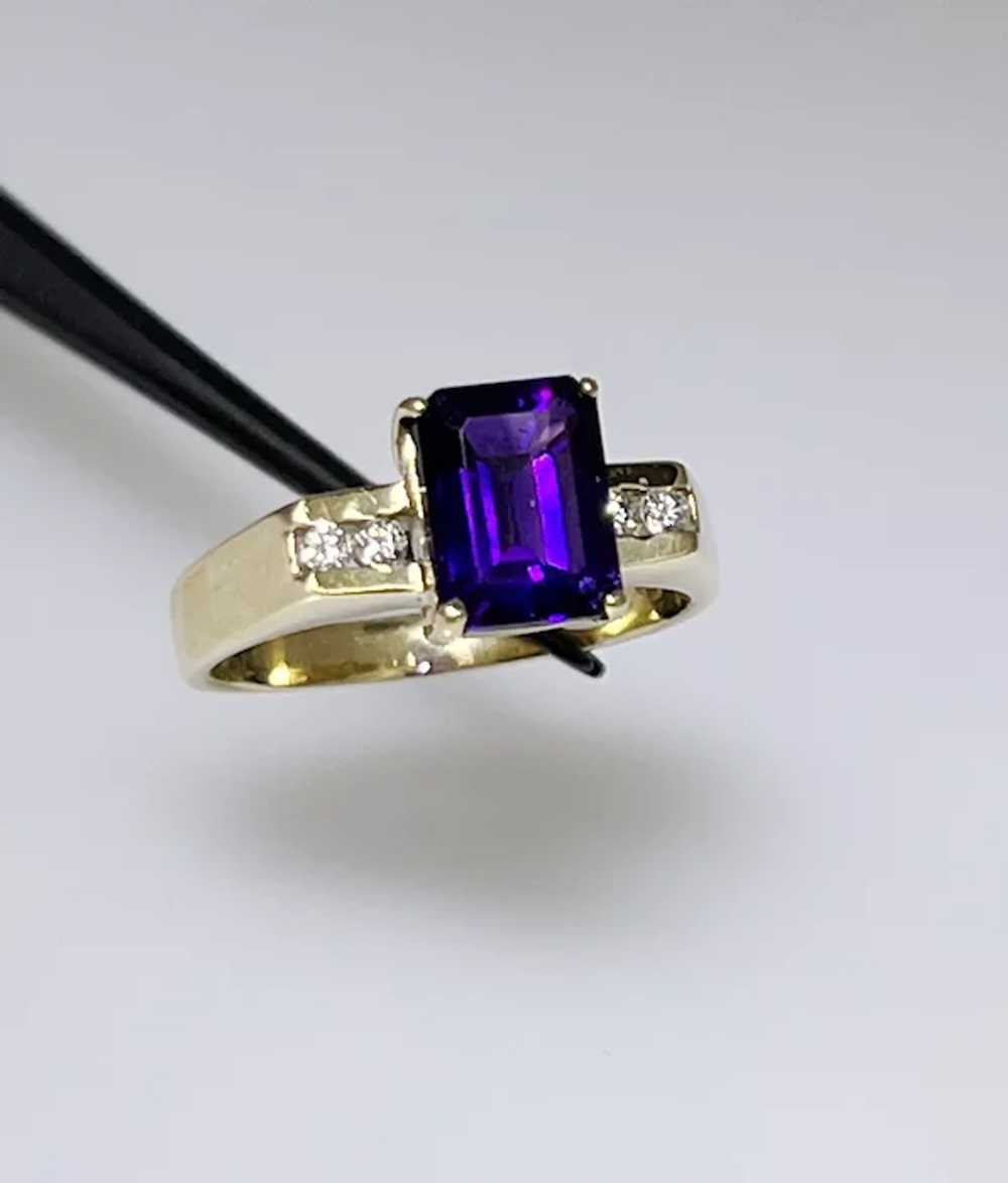 Fine Amethyst and Diamond Ring, 18kt gold, size 6 - image 5