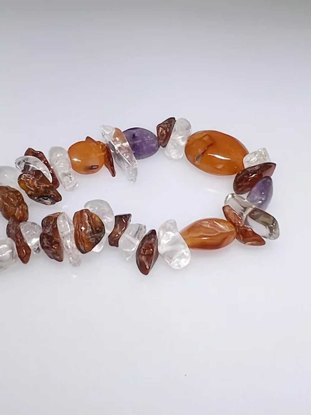 Multi natural gemstone necklace, nuggets, includi… - image 2