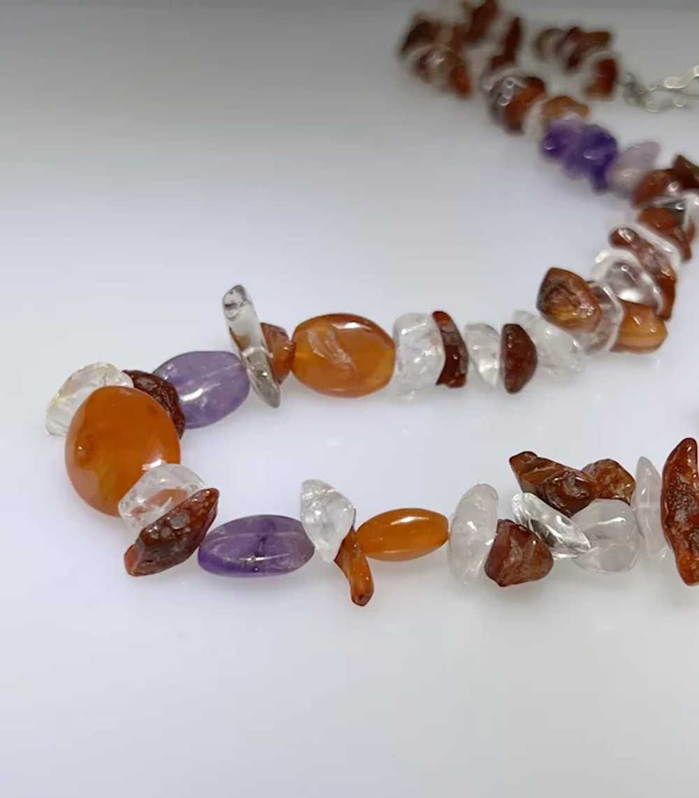 Multi natural gemstone necklace, nuggets, includi… - image 3