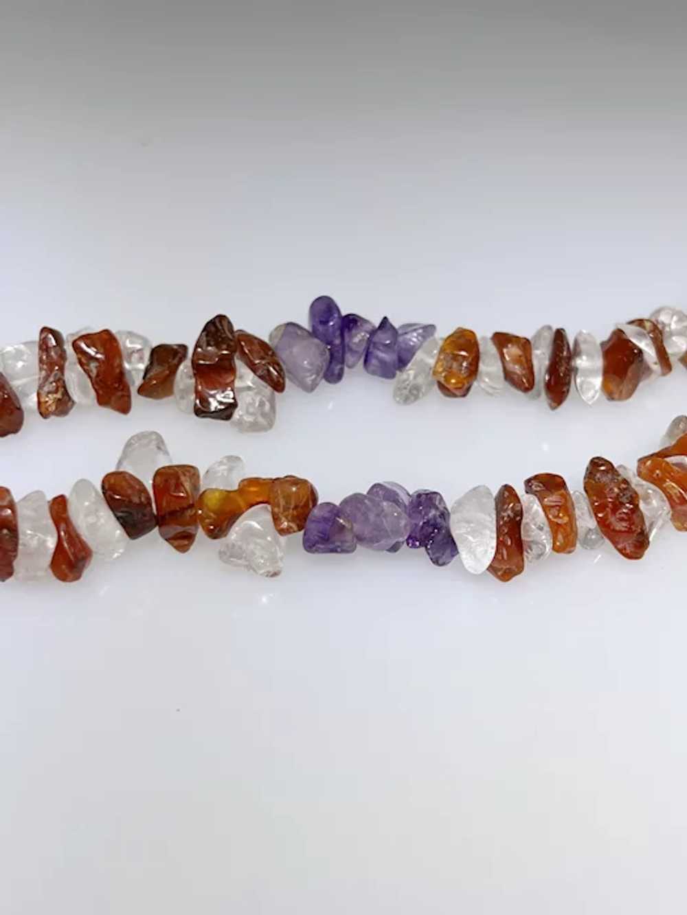 Multi natural gemstone necklace, nuggets, includi… - image 4