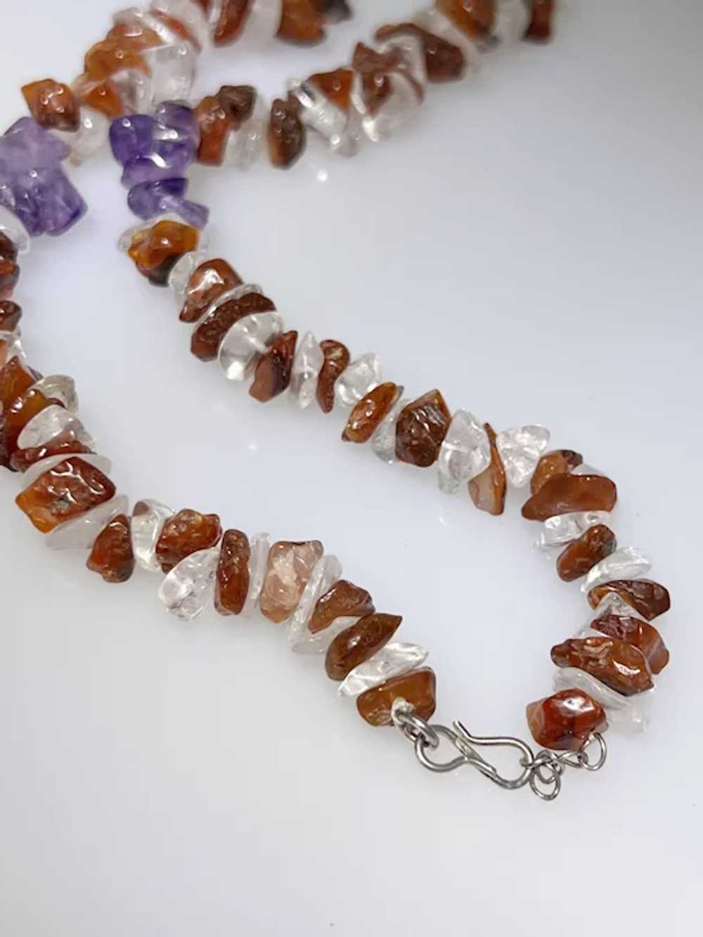 Multi natural gemstone necklace, nuggets, includi… - image 5