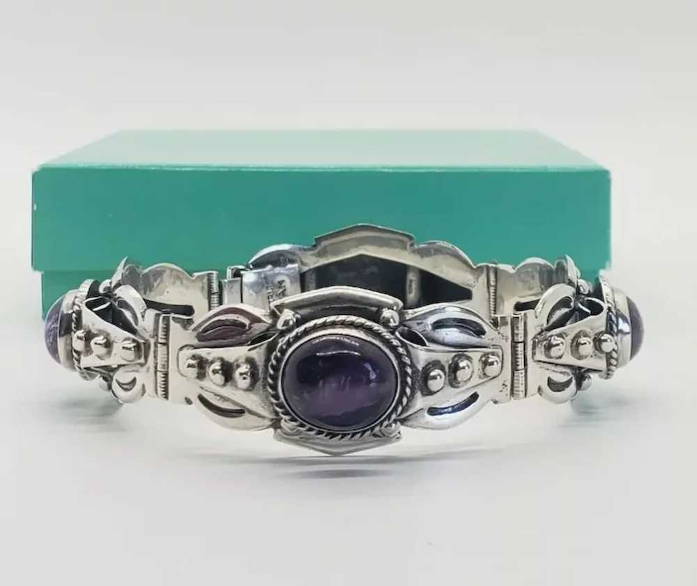 Vintage Art Deco Taxco Sterling Silver Amethyst B… - image 3