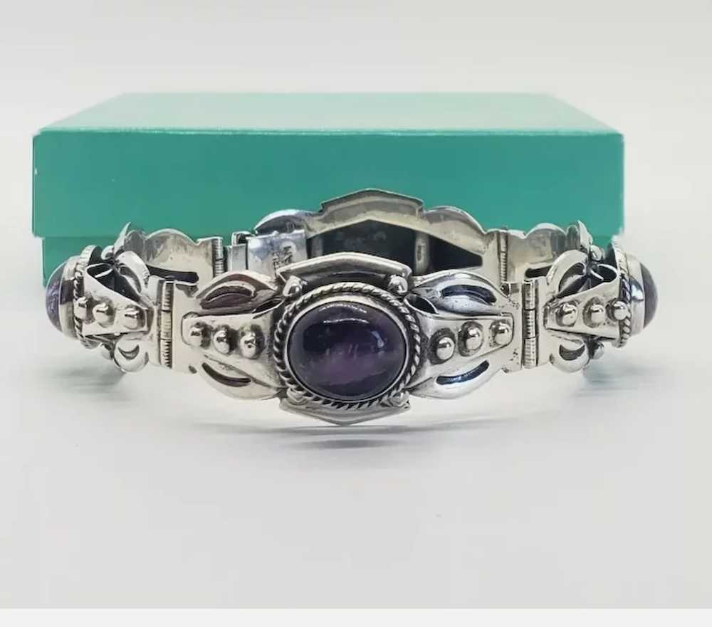 Vintage Art Deco Taxco Sterling Silver Amethyst B… - image 6