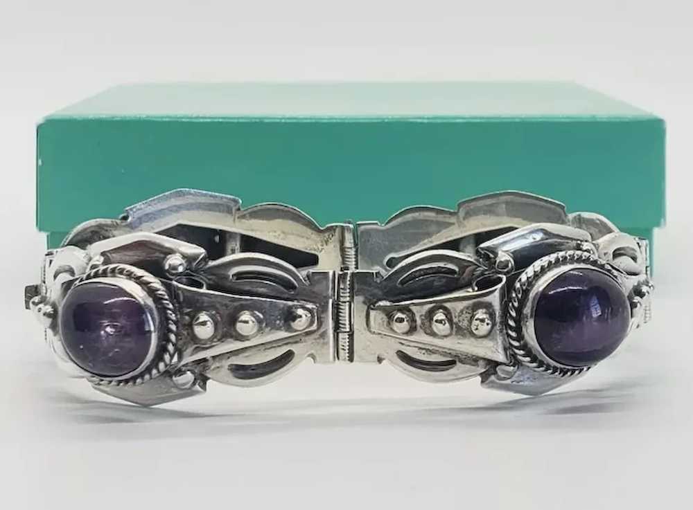 Vintage Art Deco Taxco Sterling Silver Amethyst B… - image 9