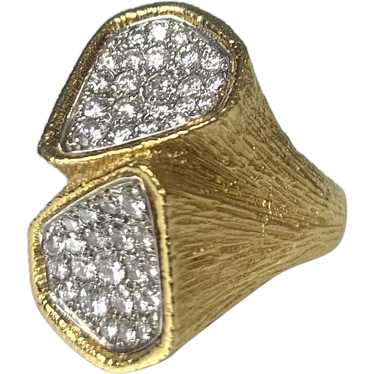 18K Yellow Gold Diamond Statement Ring - image 1