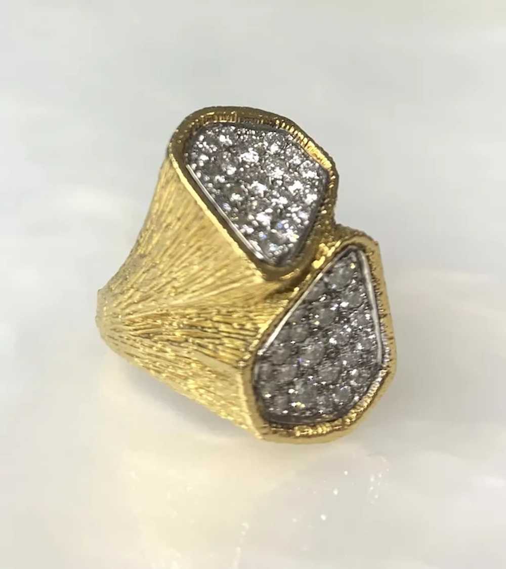 18K Yellow Gold Diamond Statement Ring - image 2