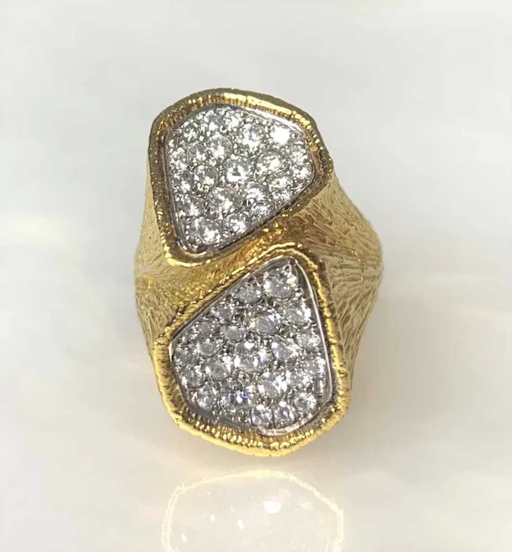 18K Yellow Gold Diamond Statement Ring - image 4