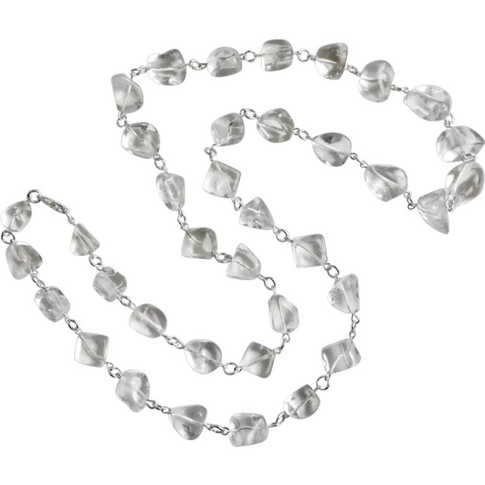 Long Necklace of Rock Crystal Quartz Nuggets with… - image 1