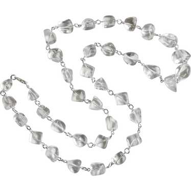 Long Necklace of Rock Crystal Quartz Nuggets with… - image 1