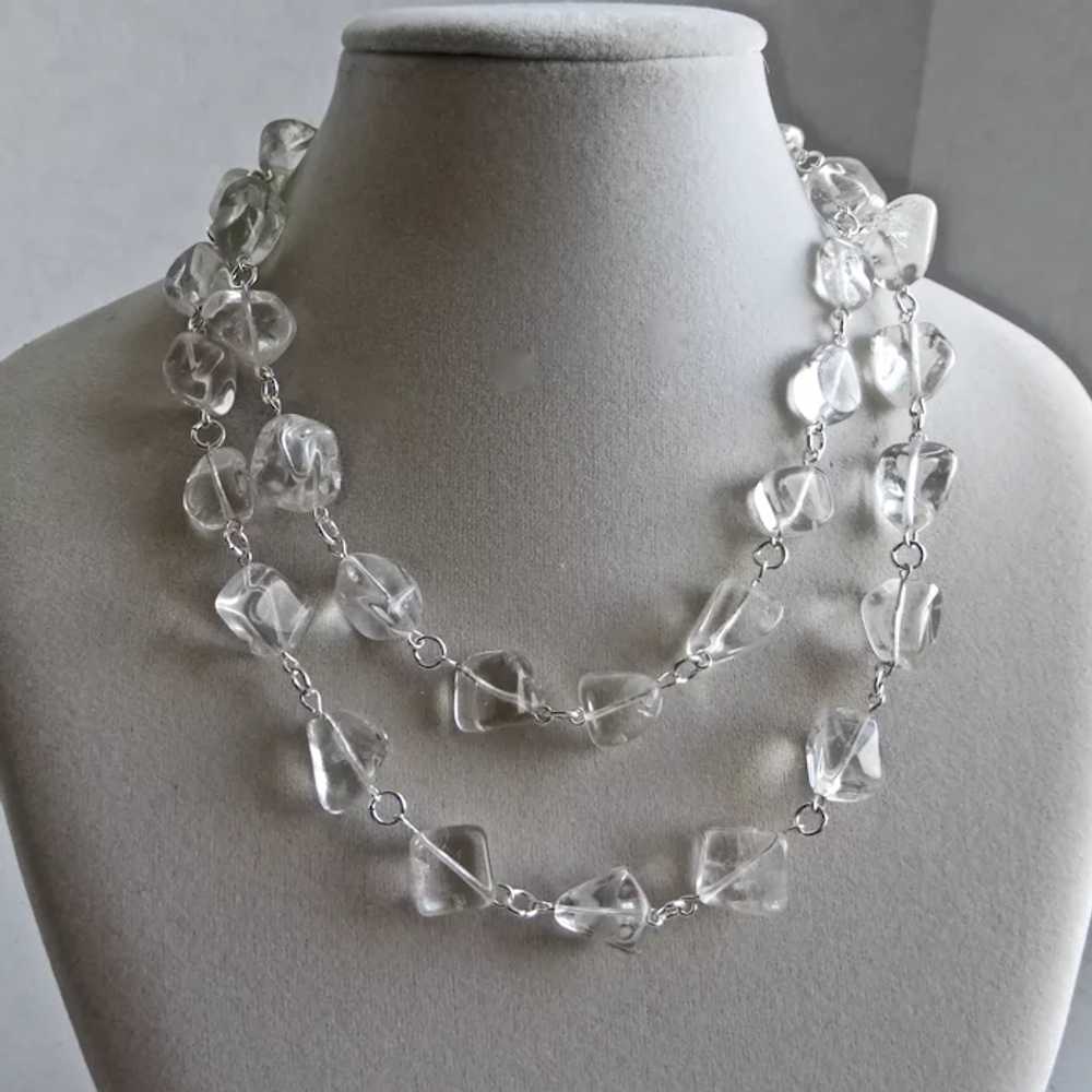 Long Necklace of Rock Crystal Quartz Nuggets with… - image 2