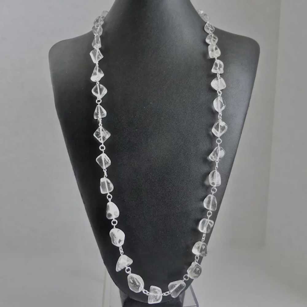 Long Necklace of Rock Crystal Quartz Nuggets with… - image 3