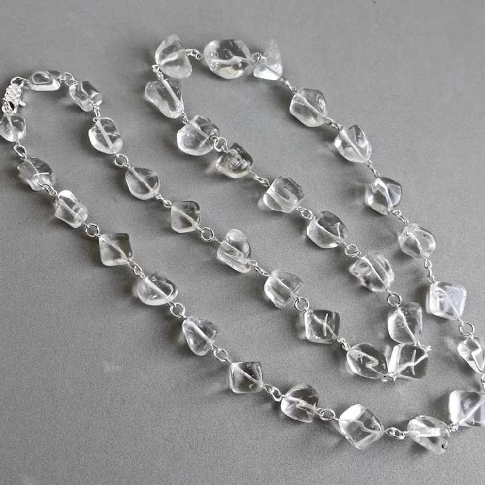 Long Necklace of Rock Crystal Quartz Nuggets with… - image 4