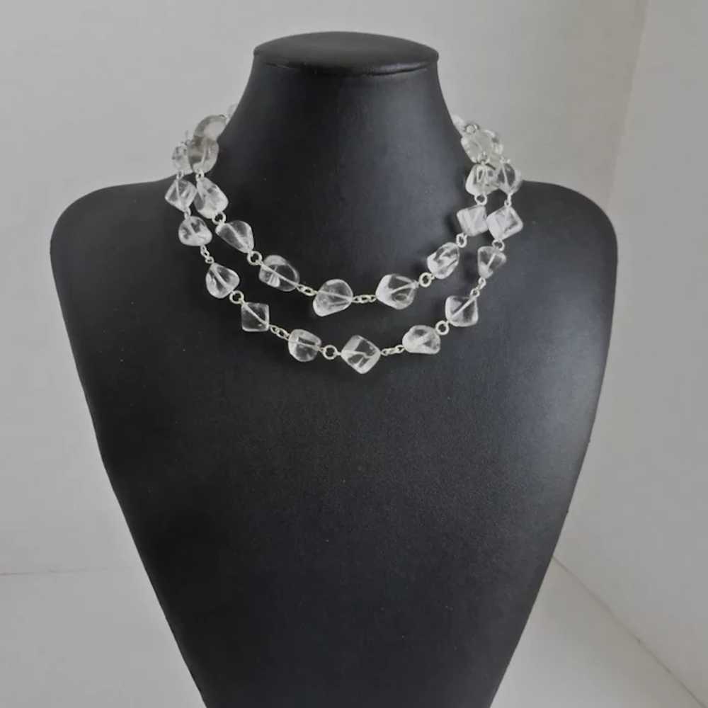 Long Necklace of Rock Crystal Quartz Nuggets with… - image 7