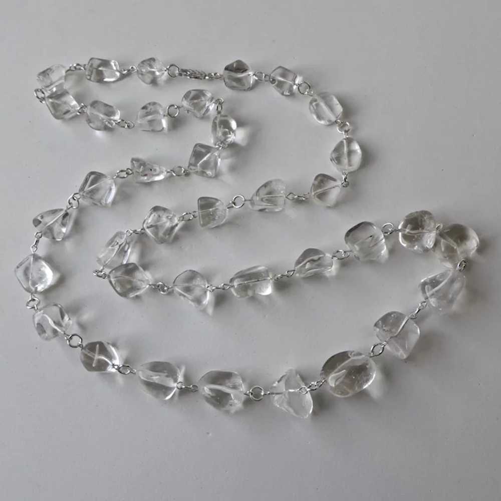 Long Necklace of Rock Crystal Quartz Nuggets with… - image 9