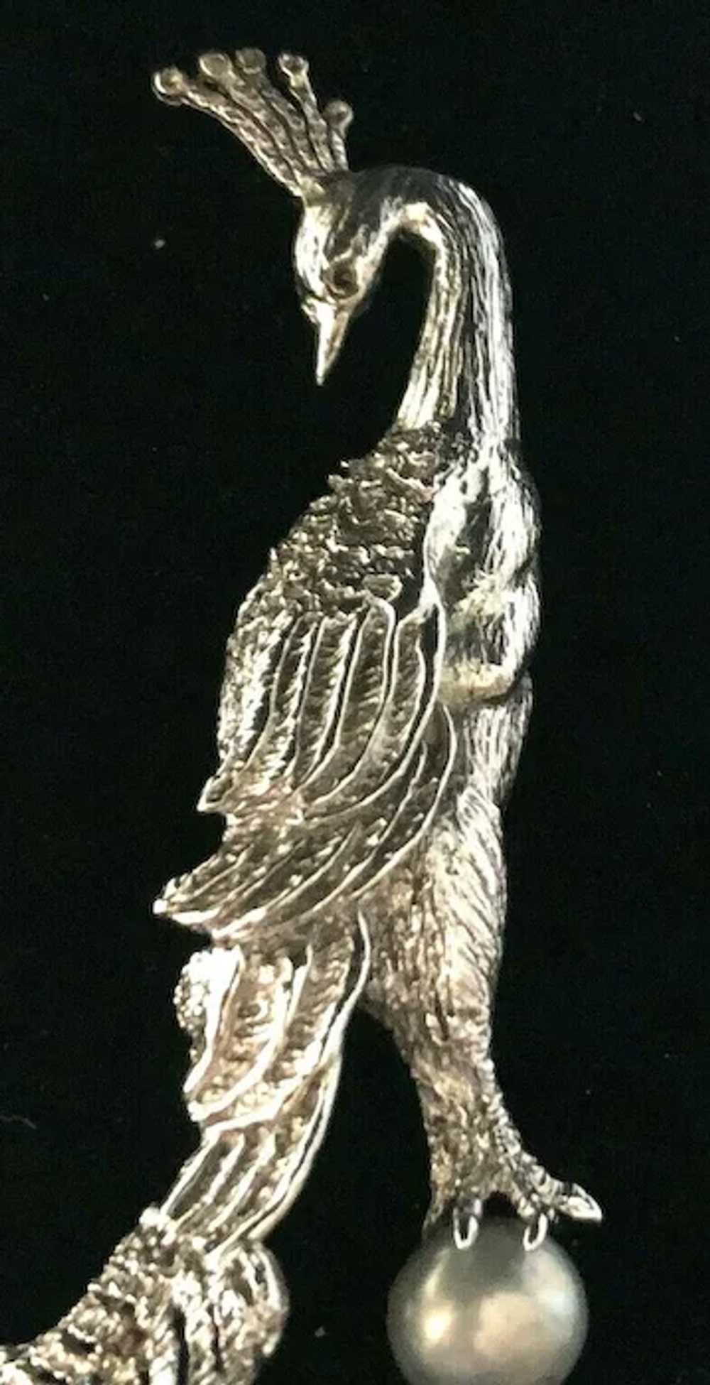 Stunning Oleg Cassini Vintage Jeweled Peacock Fig… - image 3