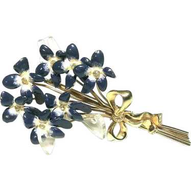 Rare Calvaire 1930'S Enameled Forget-Me-Not Flowe… - image 1