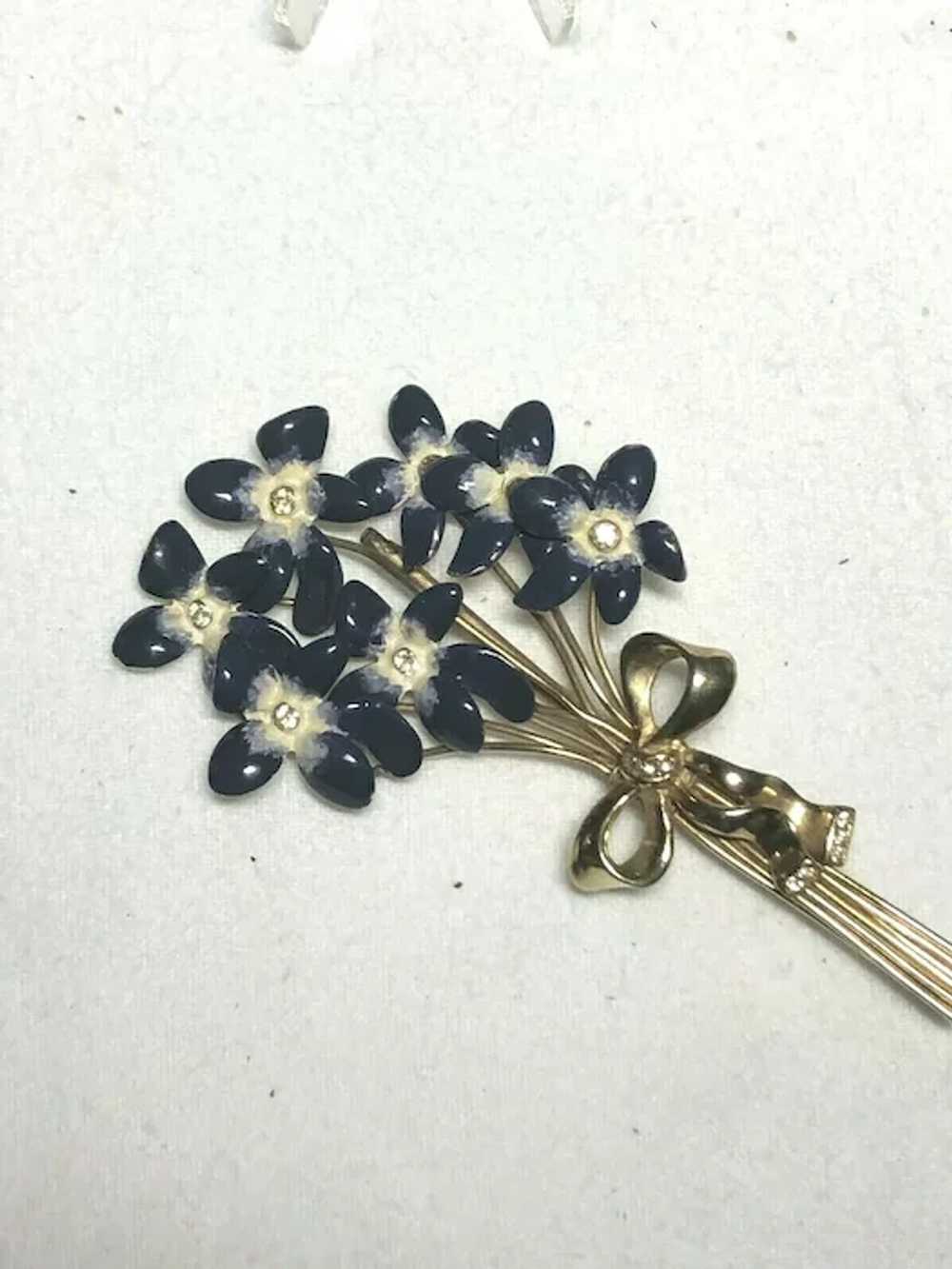 Rare Calvaire 1930'S Enameled Forget-Me-Not Flowe… - image 2