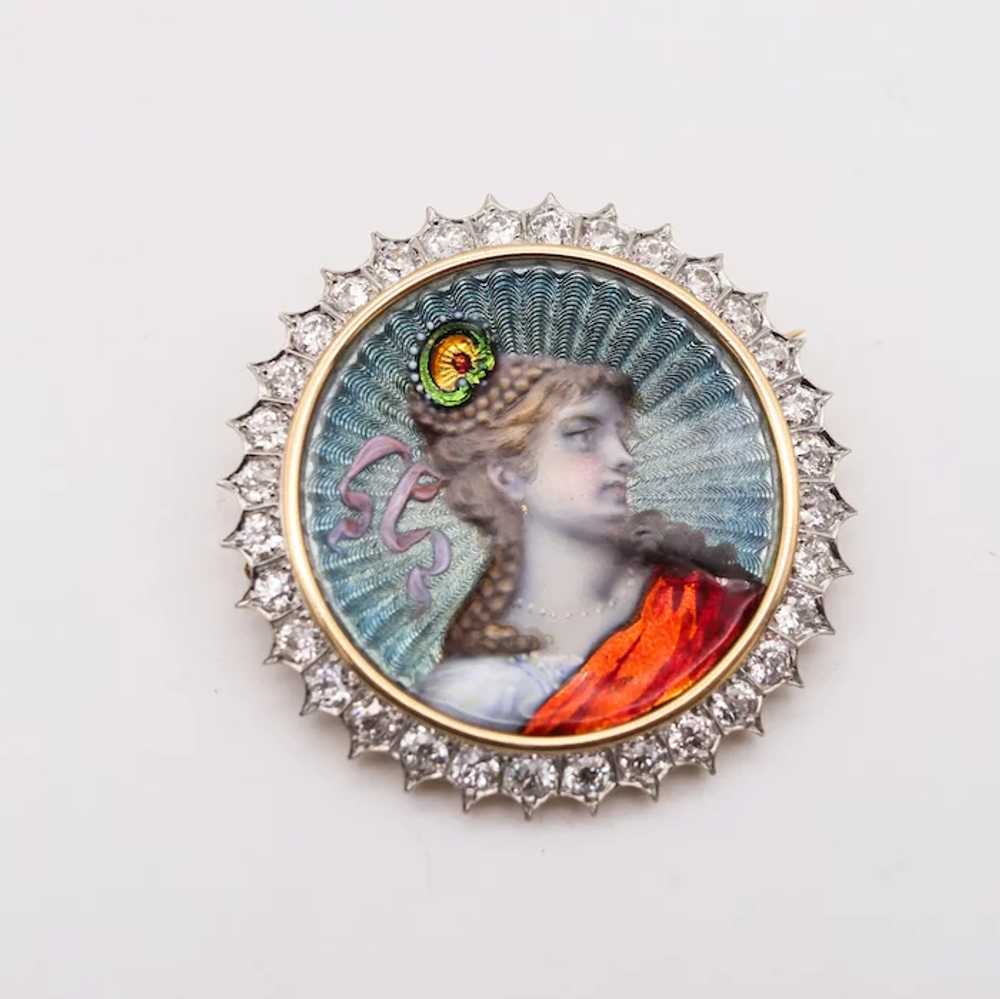 Edwardian 1905 Fabulous Guilloche Pendant Brooch … - image 2