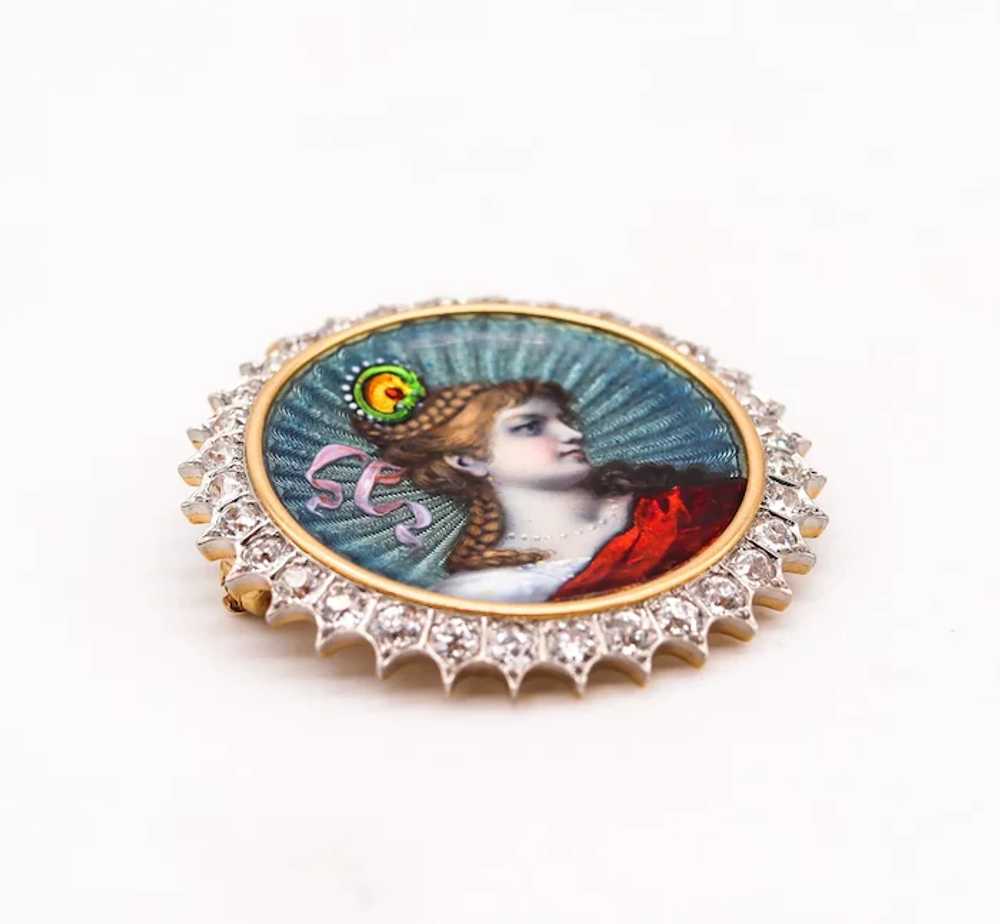 Edwardian 1905 Fabulous Guilloche Pendant Brooch … - image 3