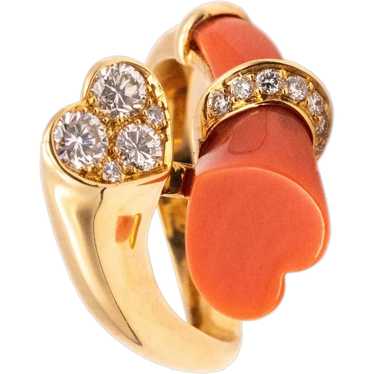 French 1970 Toi et Moi ring in 18 kt yellow gold w