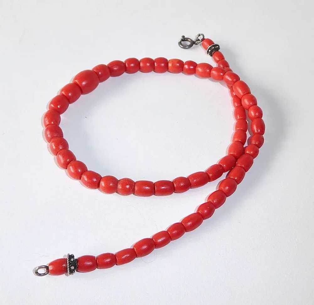 Natural Red Coral Graduated Bead 17.5 Necklace - Gem