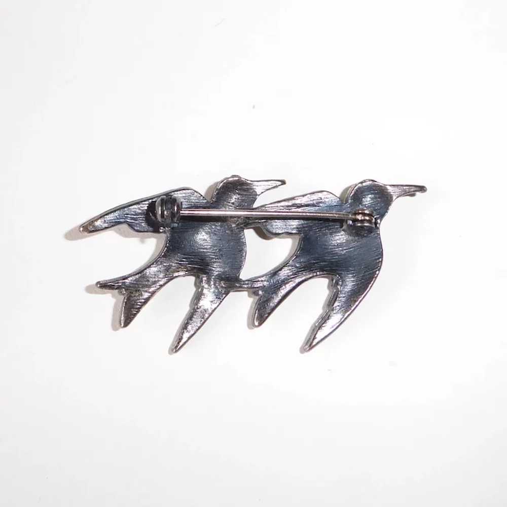 Art Deco Birds in Flight Marcasite Pin - image 8