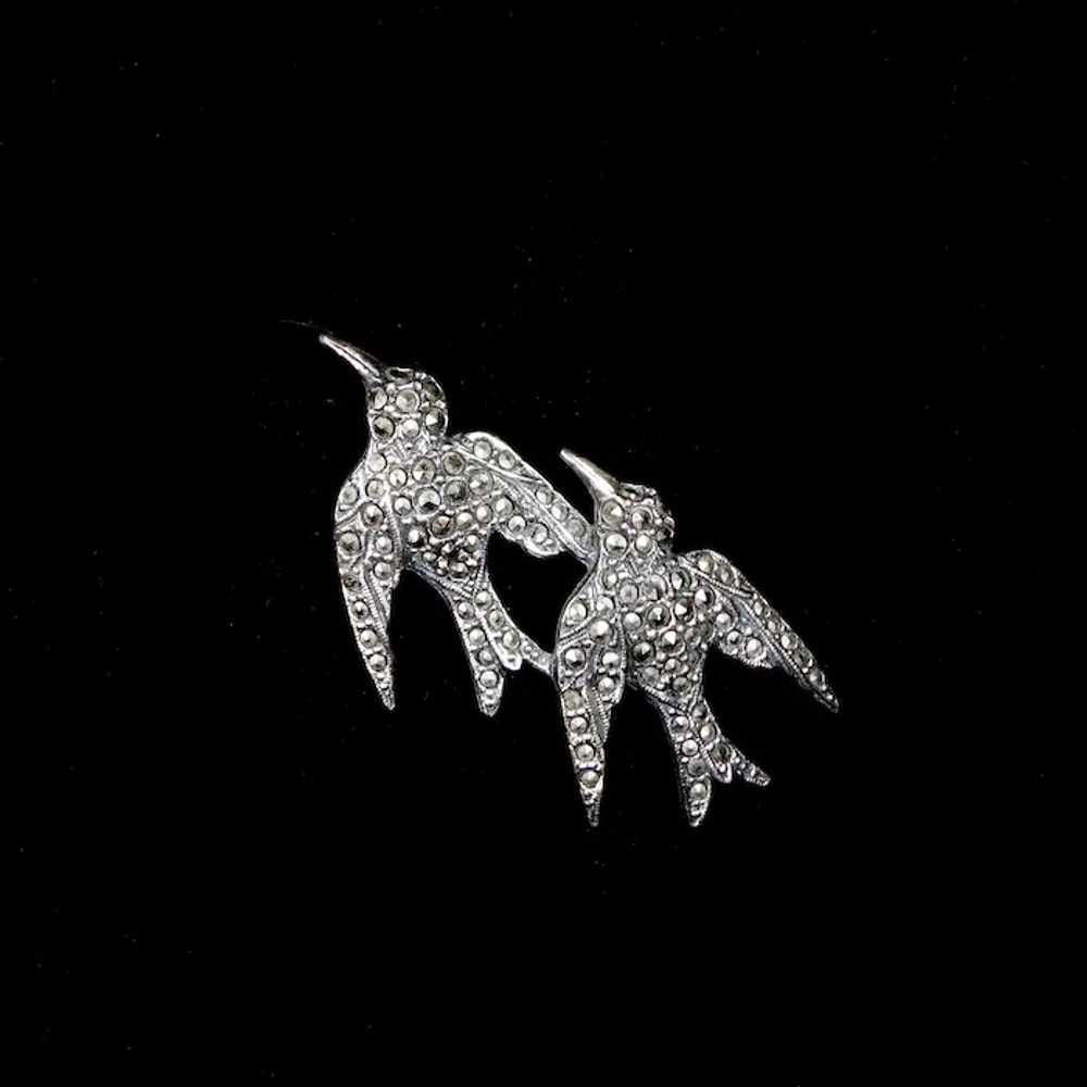 Art Deco Birds in Flight Marcasite Pin - image 9